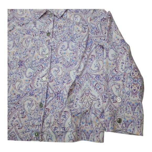 Chicos Paisley Button-Up Blazer Jacket Womens Size 3 16/18 Long Sleeve Stretch - Picture 8 of 15